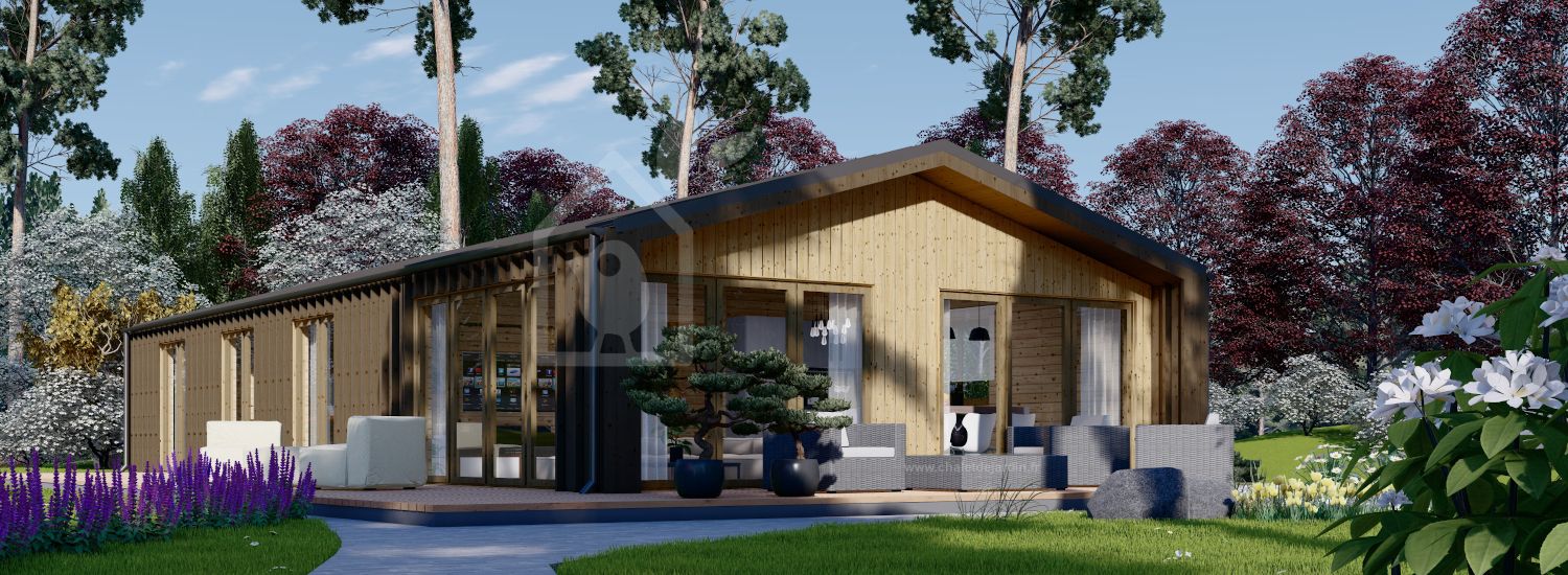 Maison en bois habitable ROBERTA (Isolé RE2020, 44 mm + bardage), 96 m² visualization 1