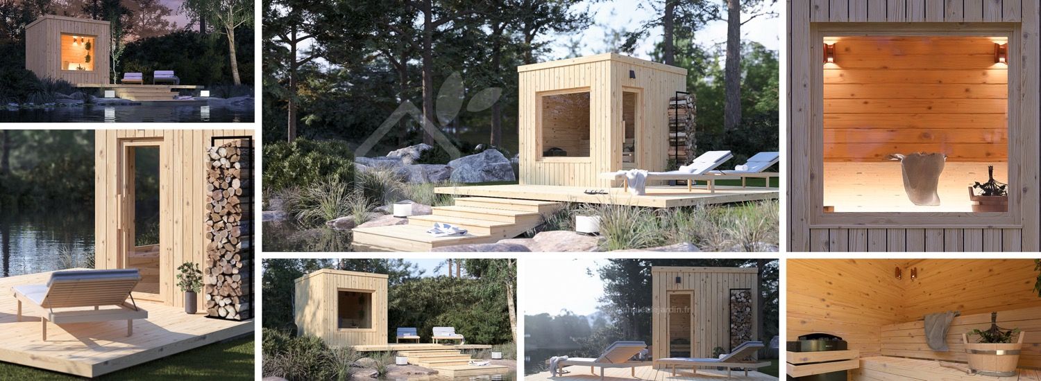 Sauna d'extérieur OKO (34 mm + bardage), 2.3x2.3 m, 4.1 m² visualization 1