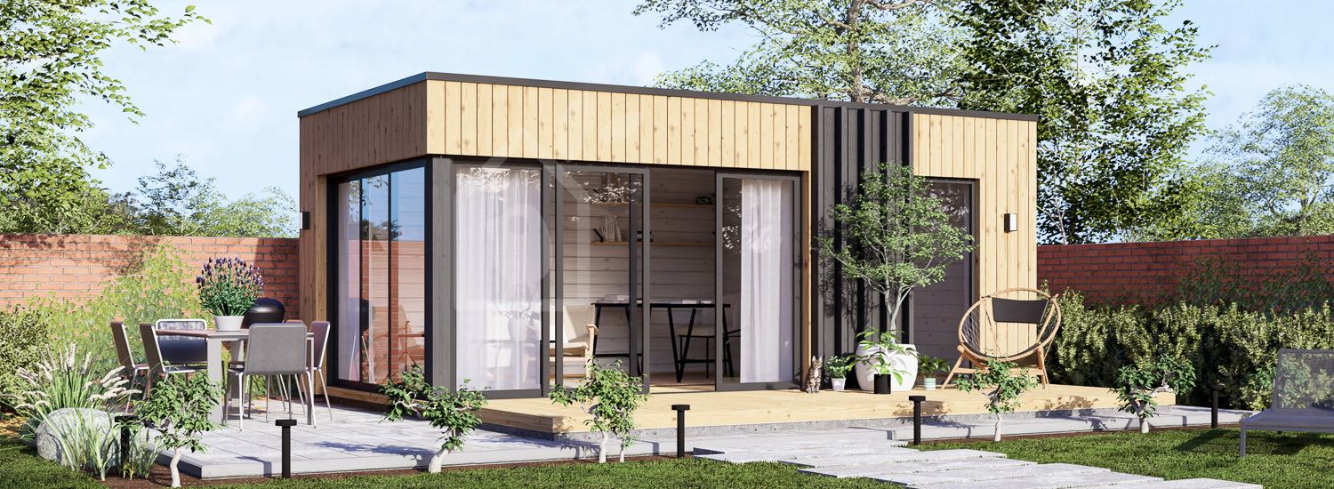 Abri de jardin en bois AMARA avec atelier (34 mm + bardage), 6x3 m, 15 m² visualization 1