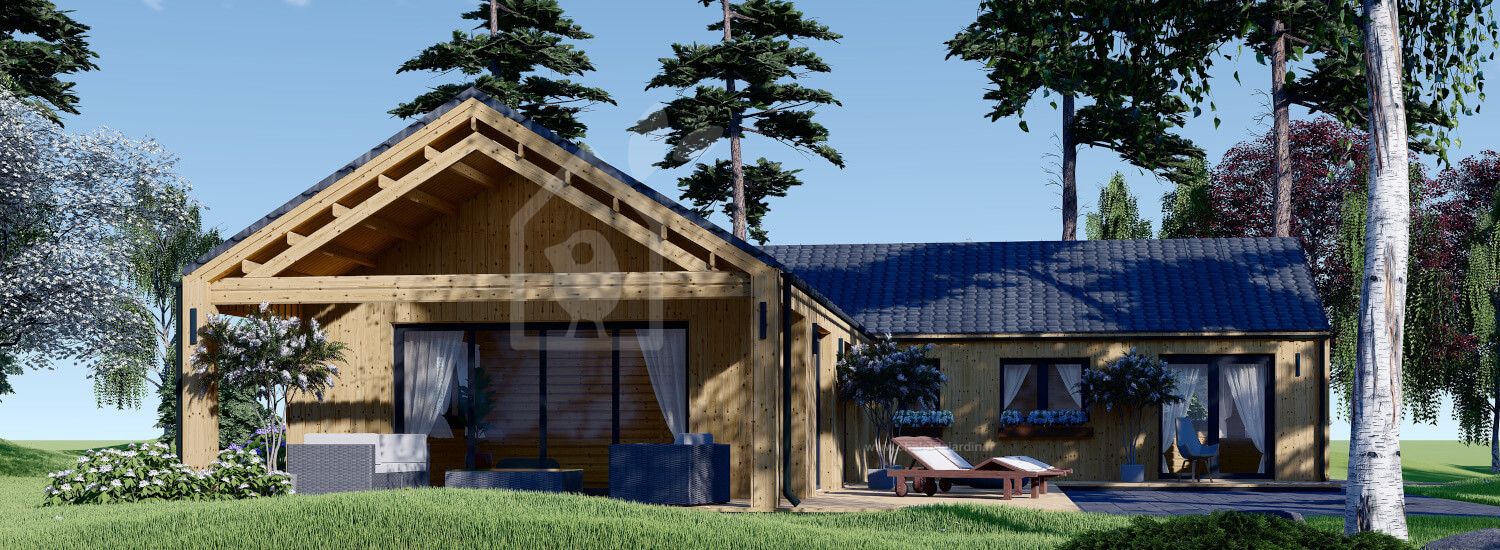 Maison en bois habitable TESSA (Isolé RT2012, 44 mm + bardage), 150 m² visualization 1