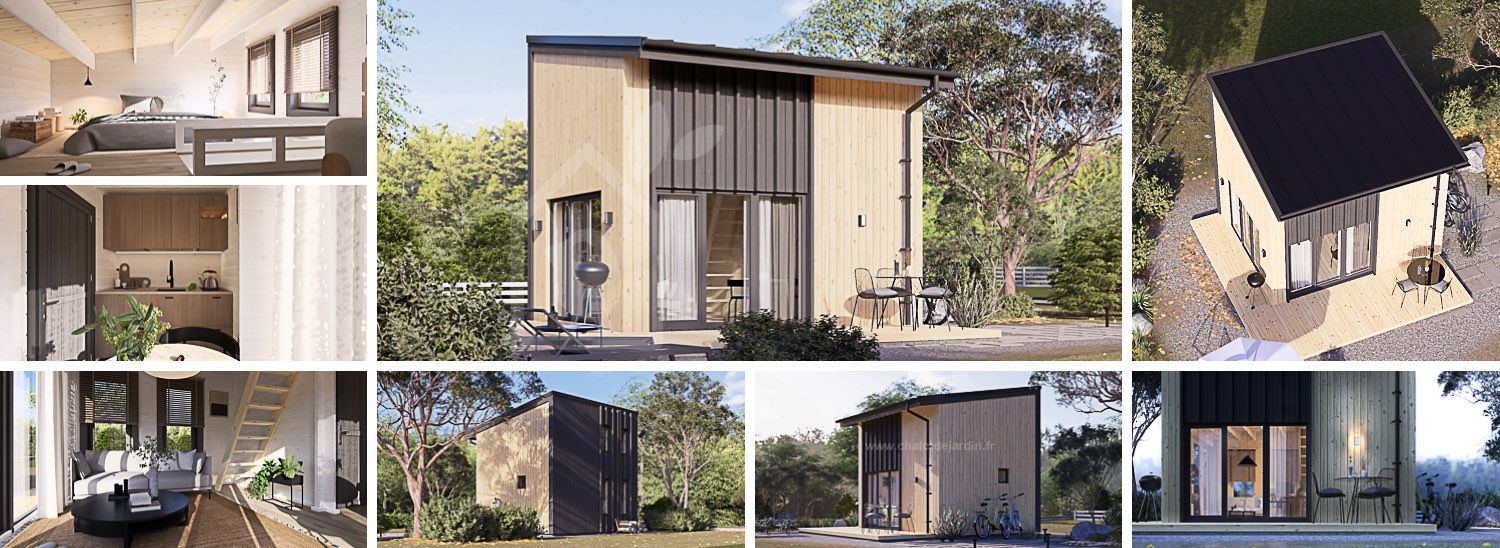 Chalet en bois habitable SOPHIA RV (Isolé, RE2020), 20 m² visualization 1