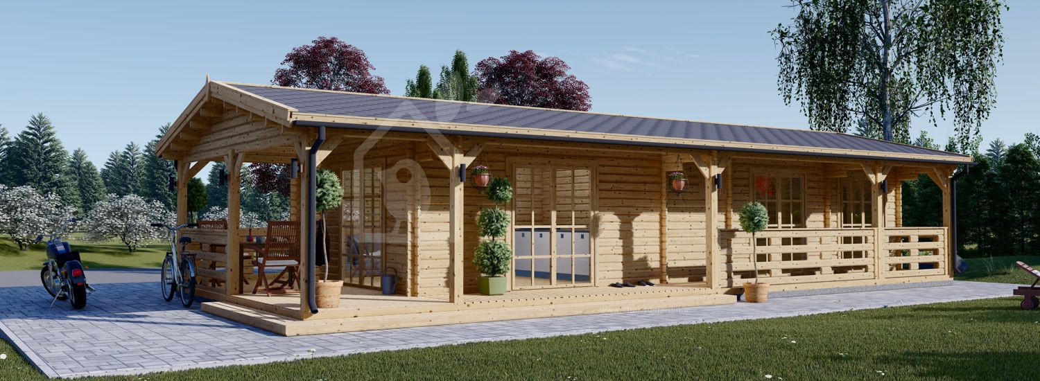 Chalet en bois avec terrasse TOSCANA (66 mm), 53 m² + 29 m² visualization 1