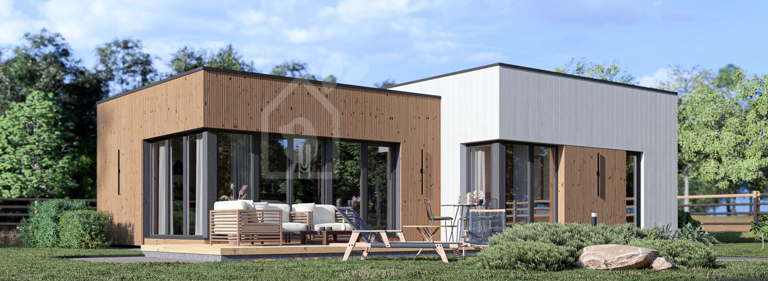 Maison préfabriquée en bois MALLY PV (Isolé RE2020, 44 mm + bardage), 70 m² visualization 1