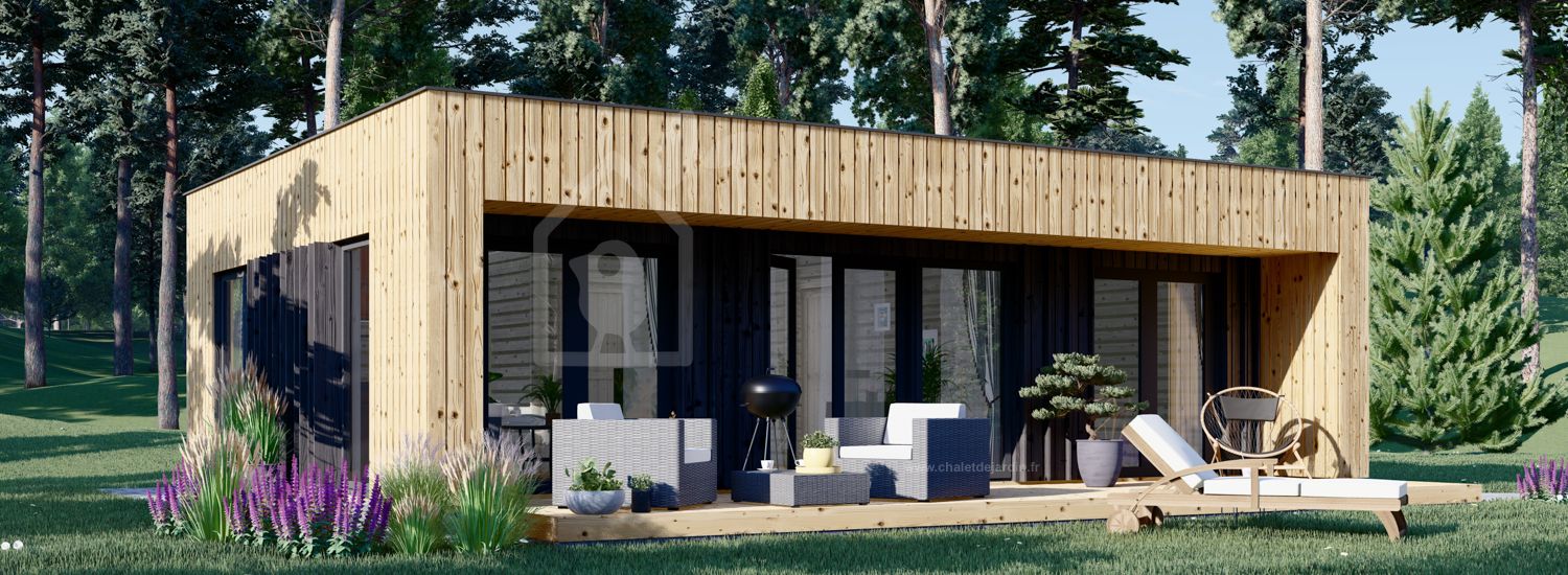 Petite maison en bois KAYA 1 (44 mm + bardage), 48 m² visualization 1