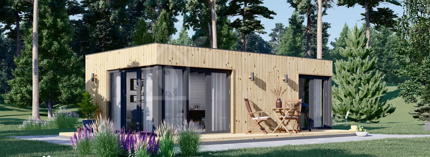 Studio de jardin PREMIUM (Isolé, 34 mm + bardage), 7.5x4 m, 30 m² visualization 1