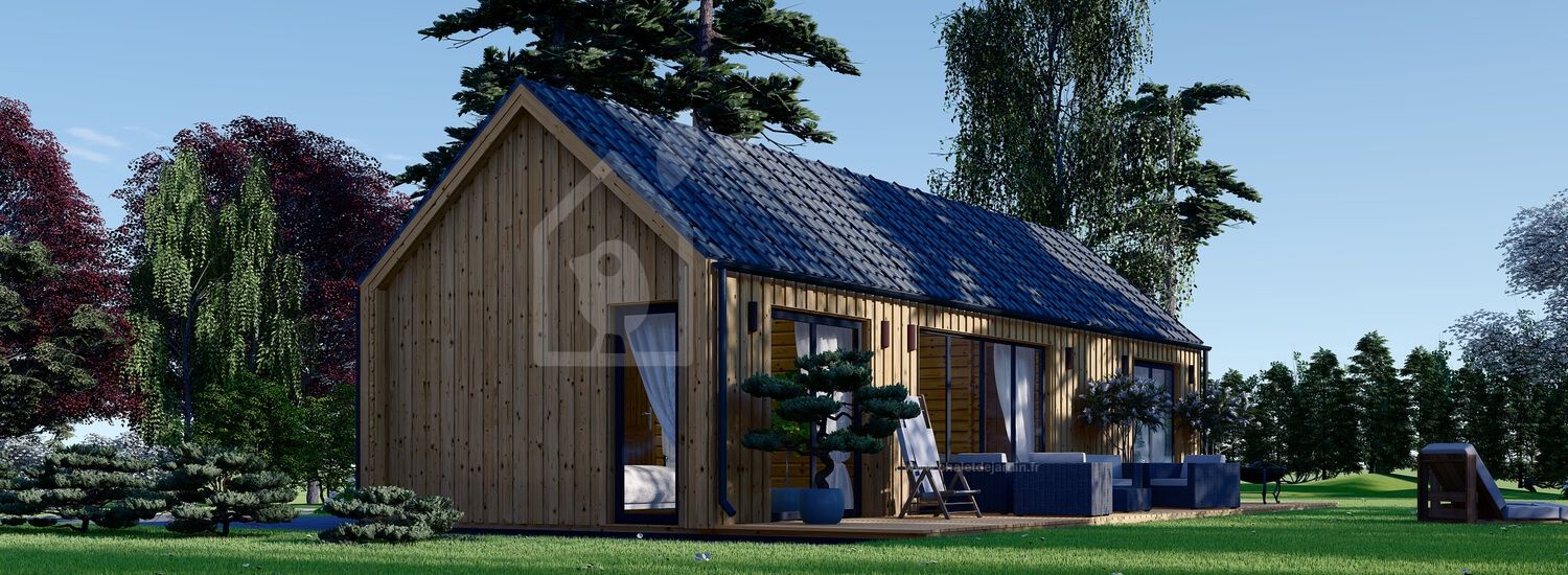Chalet en bois habitable ADALINE (Isolé RE2020, 44 mm + bardage), 50 m² visualization 1