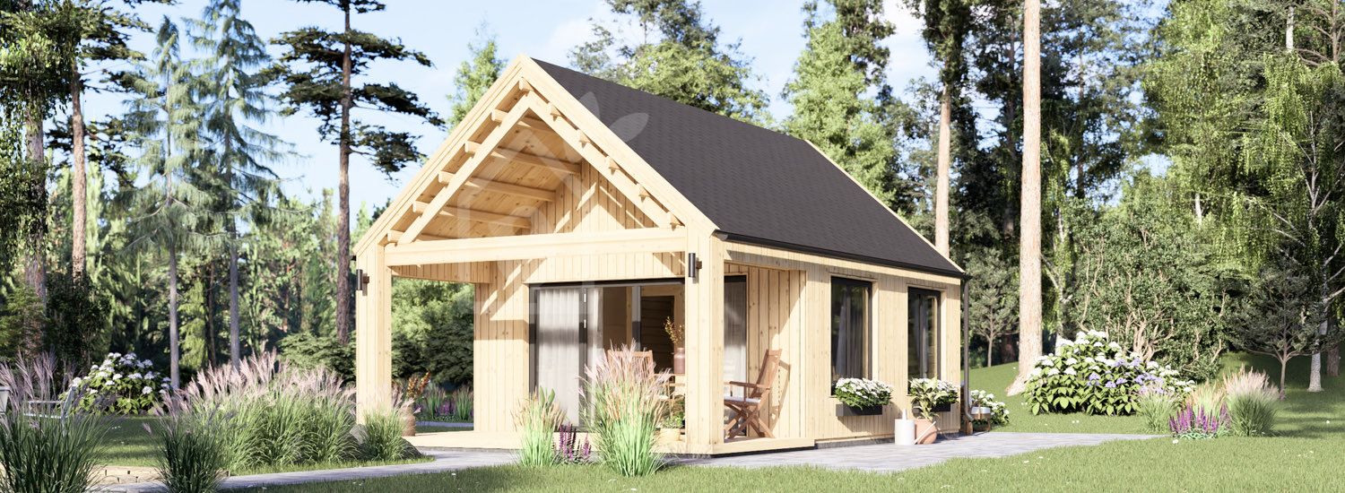 Chalet en bois AGATA S (34 mm + bardage), 39 m² visualization 1