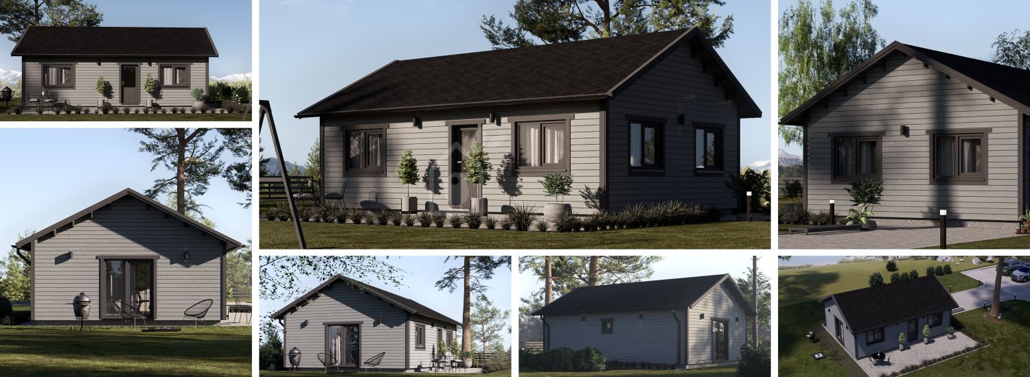 Chalet en bois GRETA S (44 mm + bardage), 48 m² visualization 1
