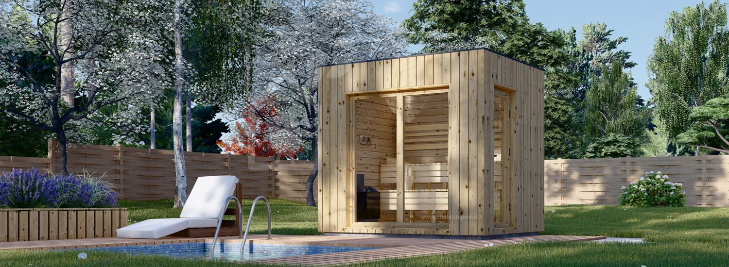 Sauna d'extérieur DELLA (34 mm + bardage), 2,6 x 2,1 m, 3,8 m² visualization 1