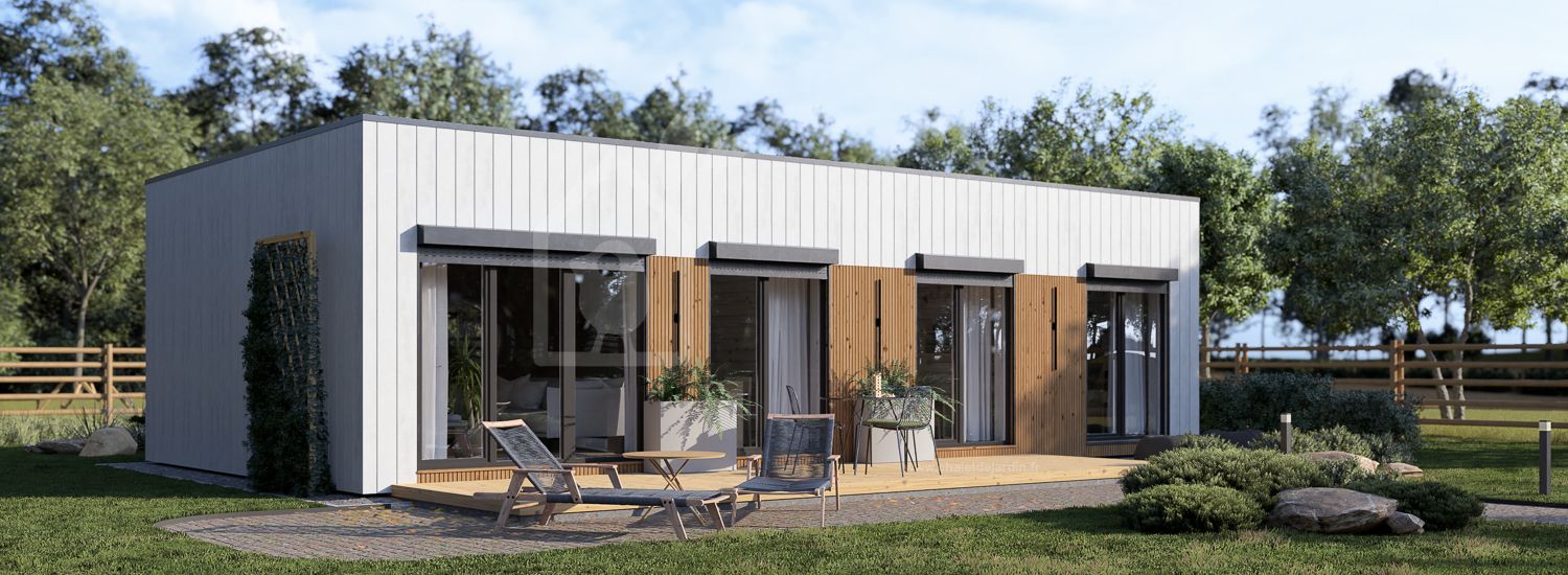 Maison préfabriquée en bois BELLA 2 PV (Isolé RE2020, 44 mm + bardage), 60 m² visualization 1