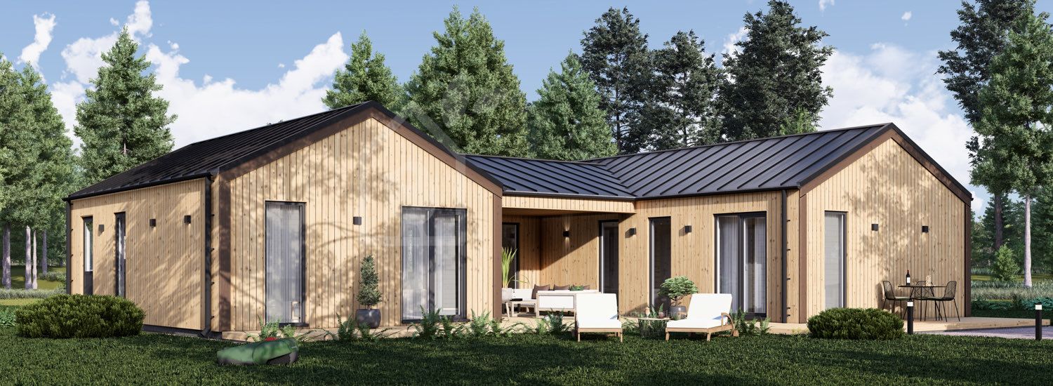 Maison en bois SCARLET S (44 mm + bardage), 160 m² visualization 1