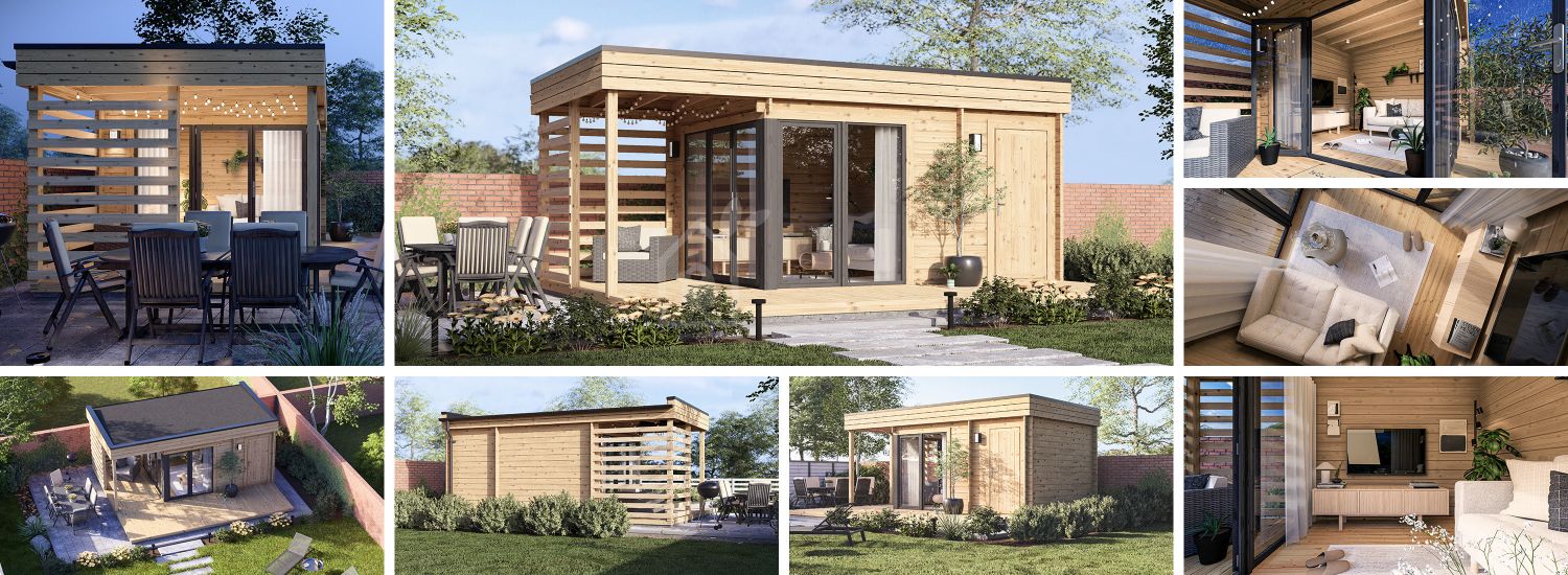 Abri de jardin en bois IDA avec abri (34 mm), 6x3 m, 11 m² visualization 1