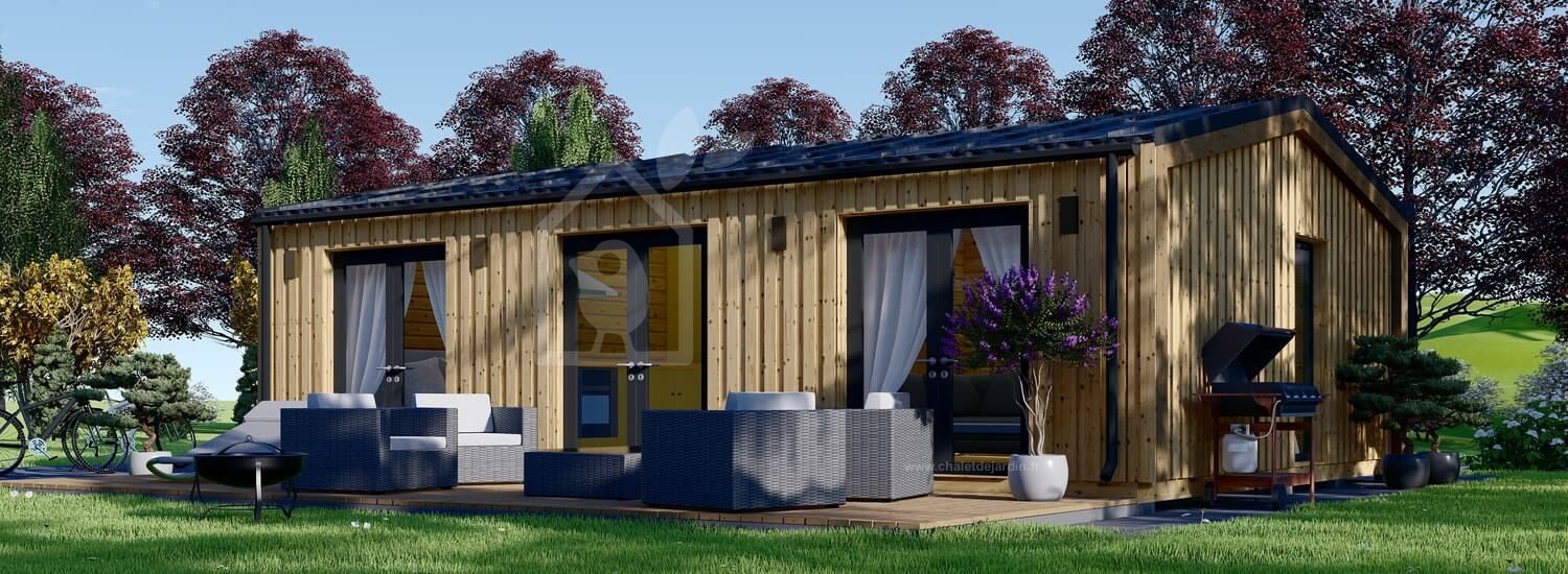 Chalet en bois ANGELA (44 mm + bardage), 50 m² visualization 1