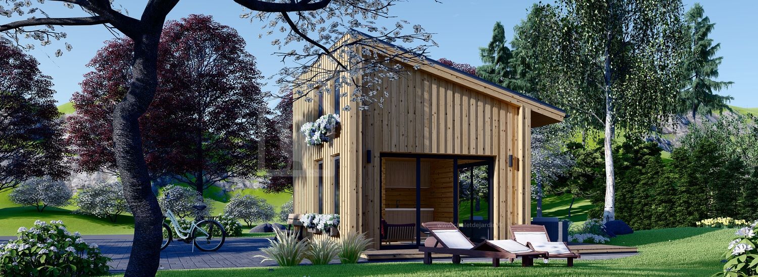 Chalet en bois SOPHIA (Isolé, 44 mm + bardage), 19.9 m²