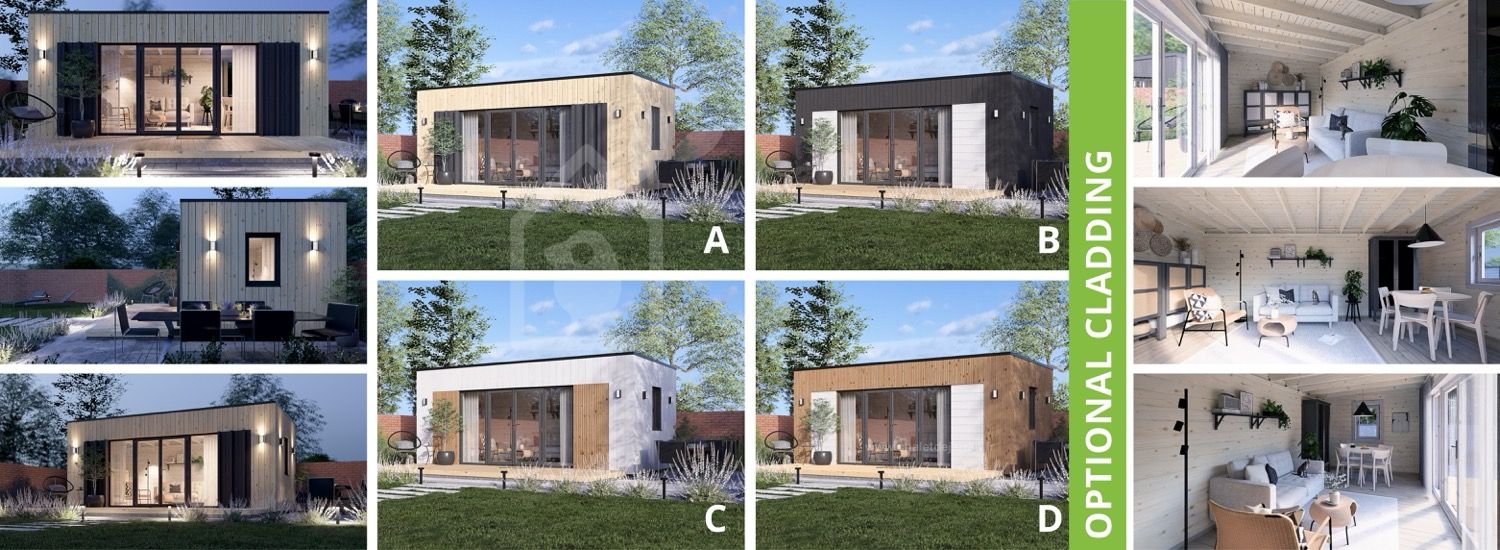 Bureau de jardin PREMIUM (34 mm + bardage), 5.95x3 m, 16 m² visualization 1