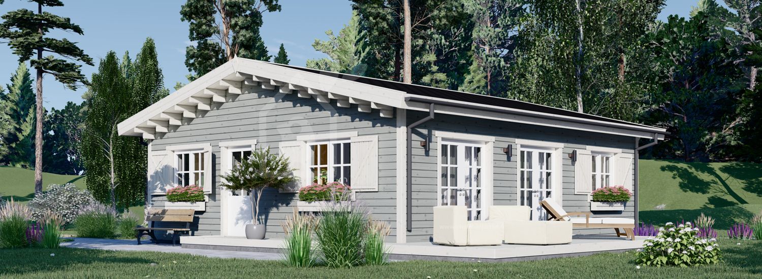 Chalet en bois ALICE S (44 mm + bardage), 63 m² visualization 1