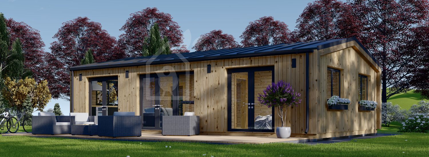 Chalet en bois SELENE S (44 mm + bardage), 63 m² visualization 1