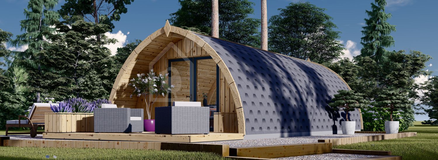 Abri de jardin en bois BRETA avec une chambre à deux lits (44 mm), 4x8 m, 32 m² visualization 1