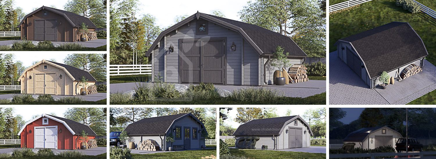 Garage en bois TEXAS (44 mm), 6x6 m, 36 m² visualization 1