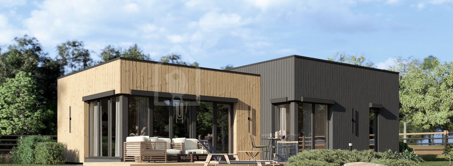 Chalet en bois habitable MALLY RV (Isolé RE2020, 44 mm + bardage), 70 m² visualization 1