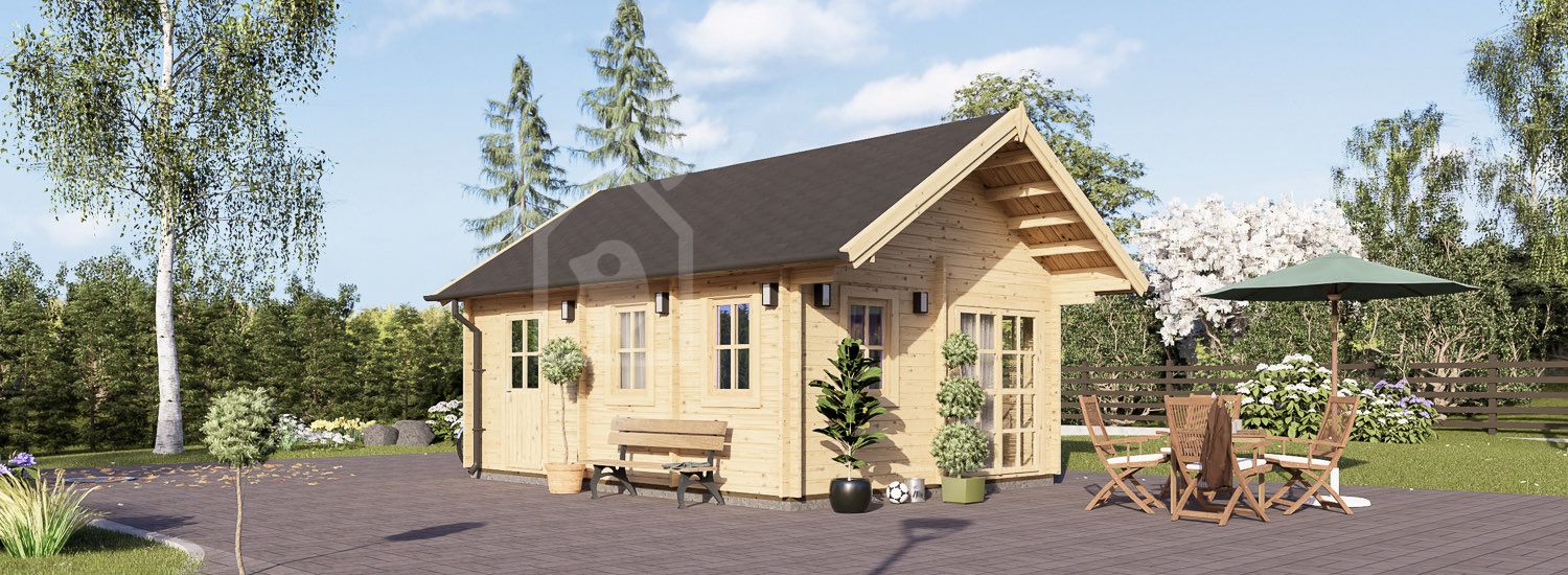 Chalet en bois avec mezzanine SCOOT S (34+34 mm), 27 m² + 9 m² visualization 1