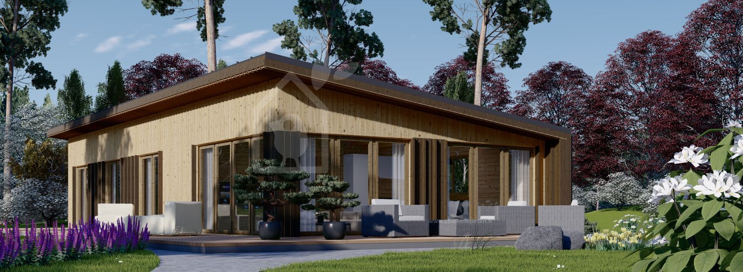 Maison en bois habitable ZOE (Isolé RE2020, 44 mm + bardage), 96 m² visualization 1