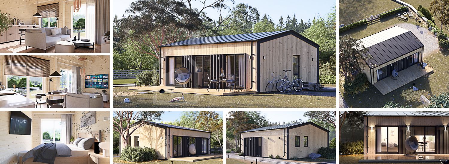 Chalet en bois habitable ANGELA RV (Isolé, RE2020), 50 m² visualization 1