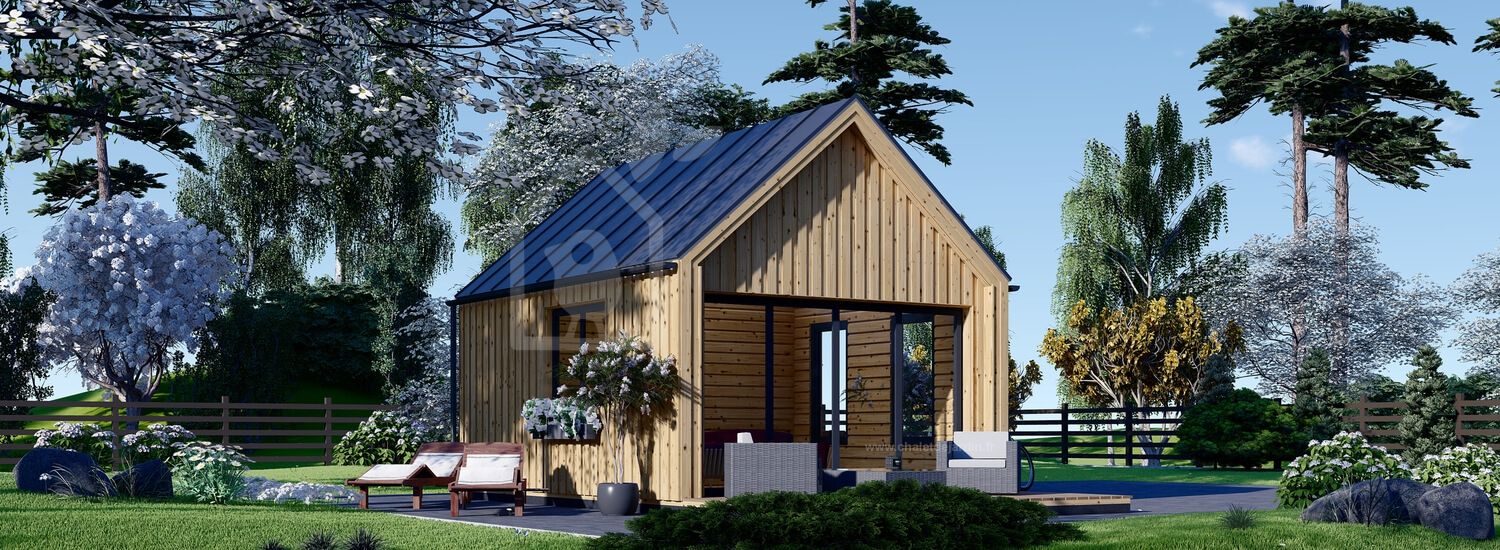 Chalet en bois SALLY (34 mm + bardage), 19.9 m² visualization 1