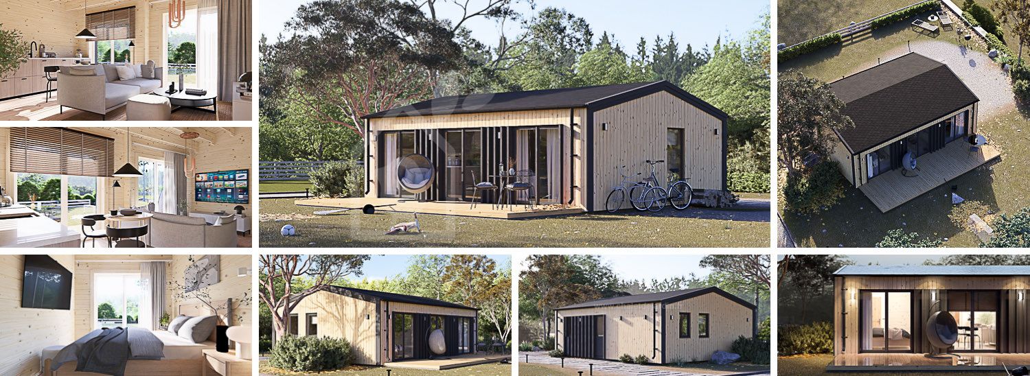 Chalet en bois ANGELA (44 mm + bardage), 43 m² visualization 1