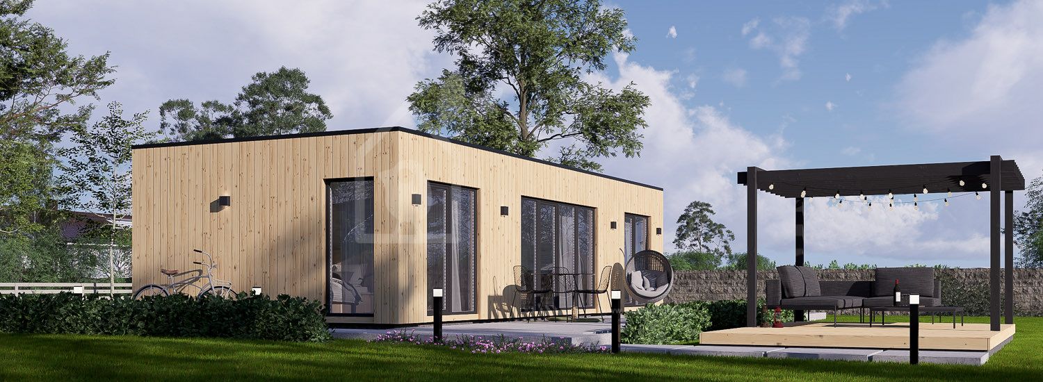 Petite maison en bois PREMIUM S (Isolé, 34 mm + bardage), 10.5x4.5 m, 47 m² visualization 1