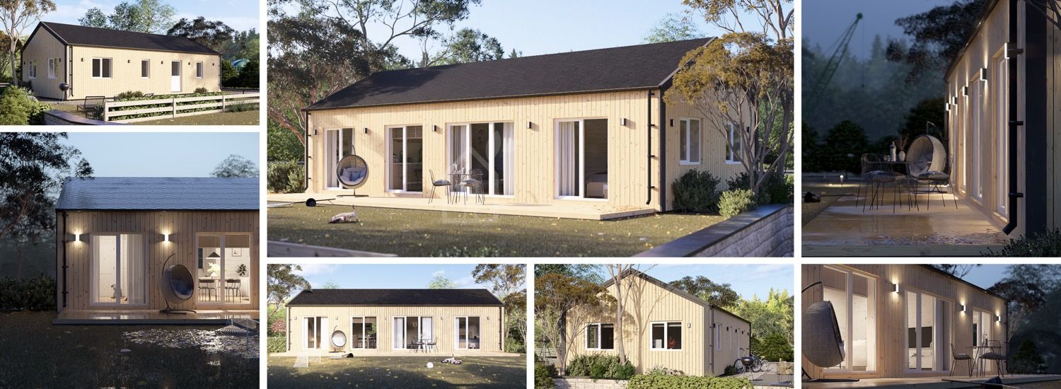 Chalet en bois NICOLE S (Isolé, 66 mm + bardage), 66 m² visualization 1