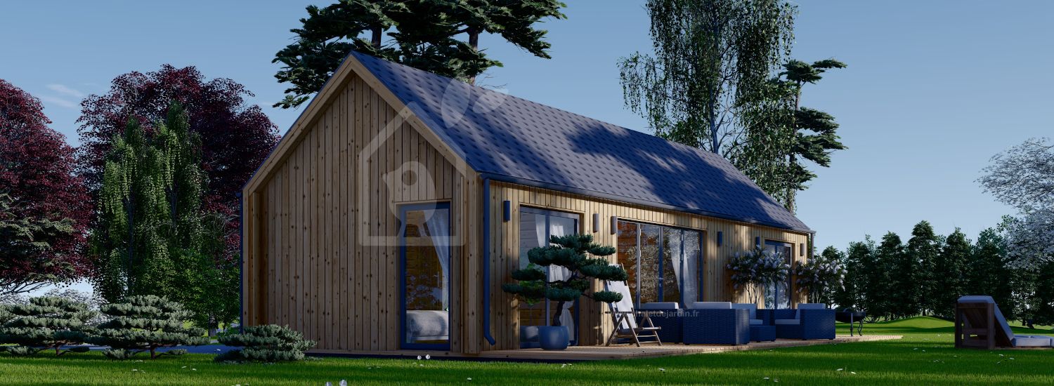 Chalet en bois ADALINE (44 mm + bardage), 50 m² visualization 1