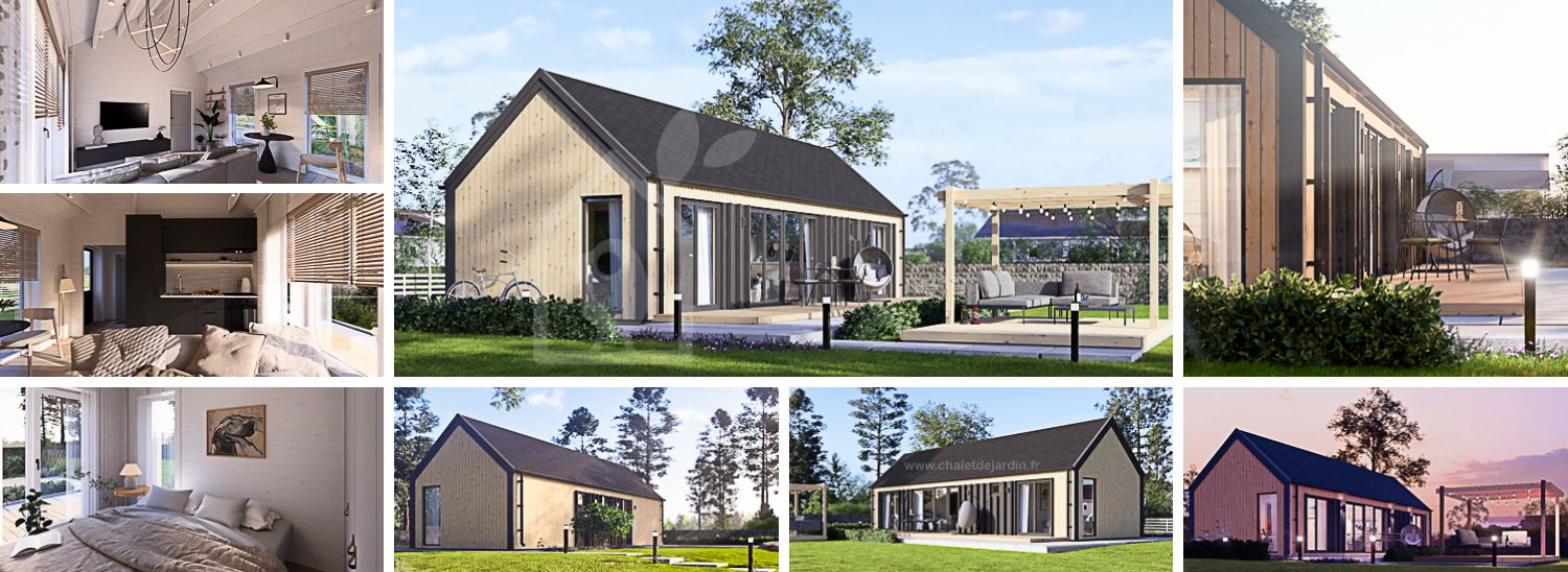 Chalet en bois habitable ADALINE (Isolé, 34 mm + bardage), 50 m² visualization 1