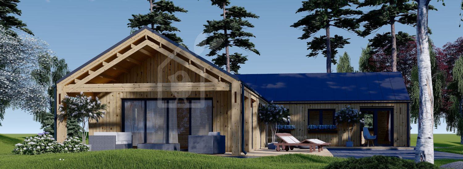 Maison en bois TESSA (44 mm + bardage), 130 m² visualization 1