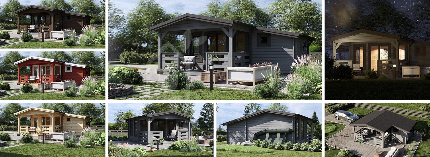 Abri de jardin en bois avec terrasse ISLA (44 mm), 6x5 m, 18 m² + 7 m² visualization 1