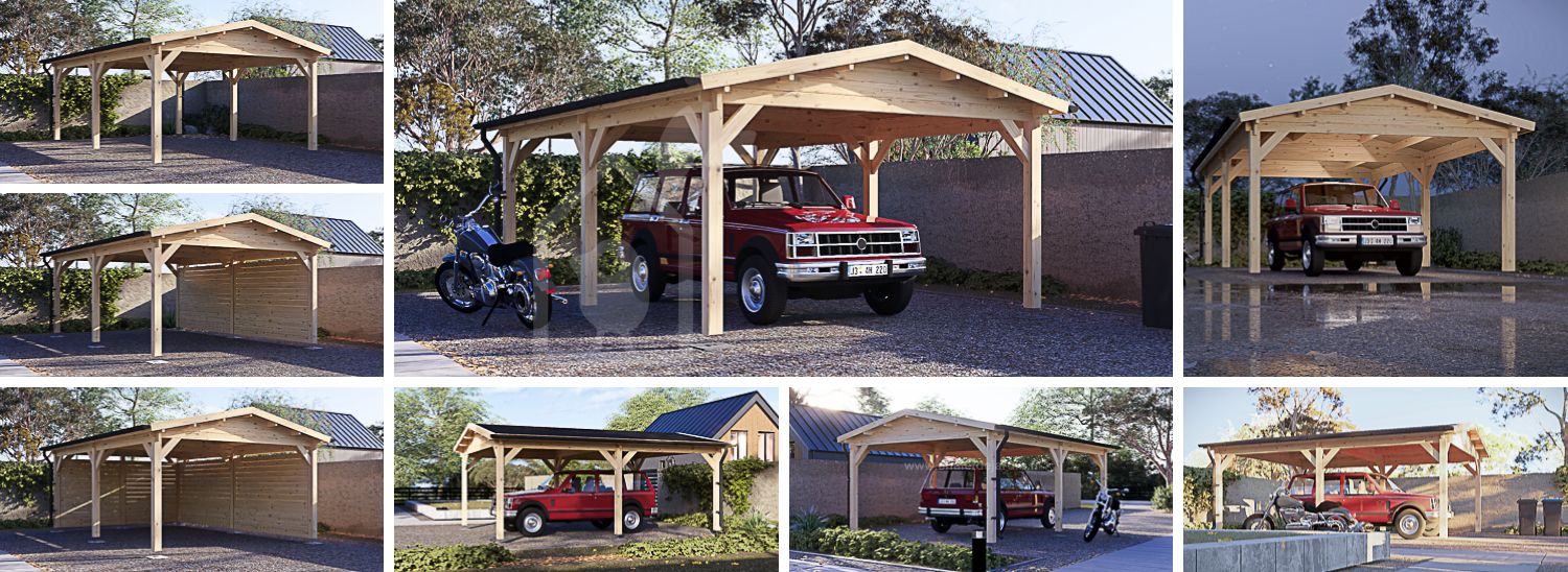 Carport en bois CLASSIC, 4x5.7 m visualization 1
