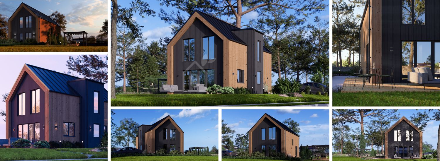 Maison préfabriquée en bois ASTRID PV S (44 mm + bardage), 99 m²  visualization 1