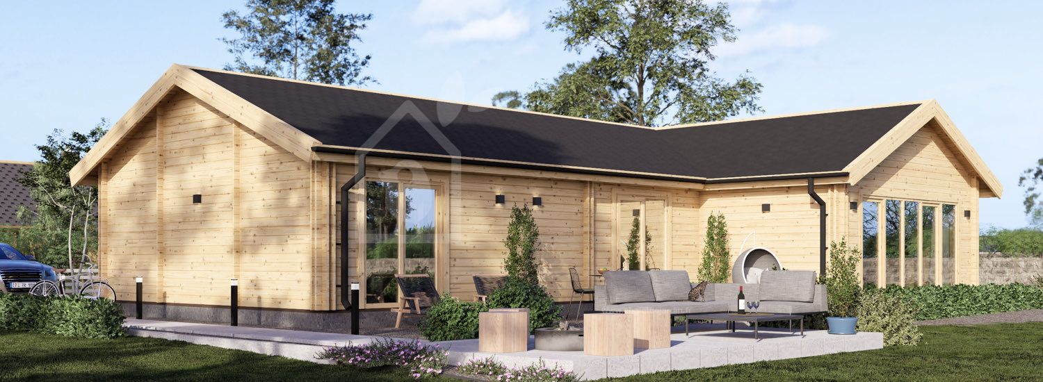 Chalet en bois VALENTINA S (44+44 mm), 118 m² visualization 1