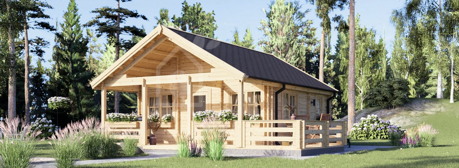 Chalet en bois avec terrasse ANGERS S (34+34 mm), 36 m² + 19 m² visualization 1