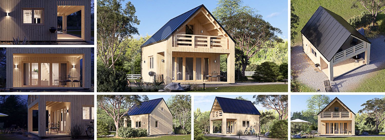 Chalet en bois SARA S (44 mm + bardage), 27 m² visualization 1