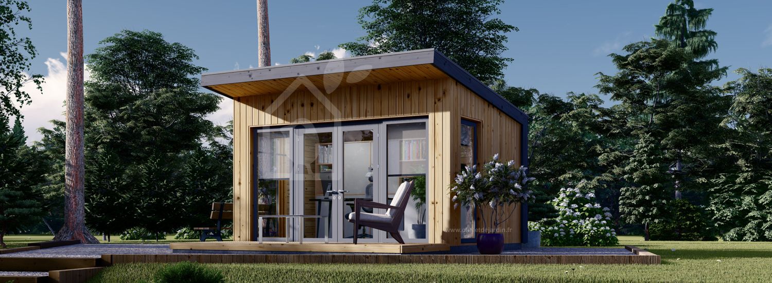 Abri de jardin en bois EVELIN S (Isolé, 34 mm + bardage), 4x3 m, 12 m² visualization 1