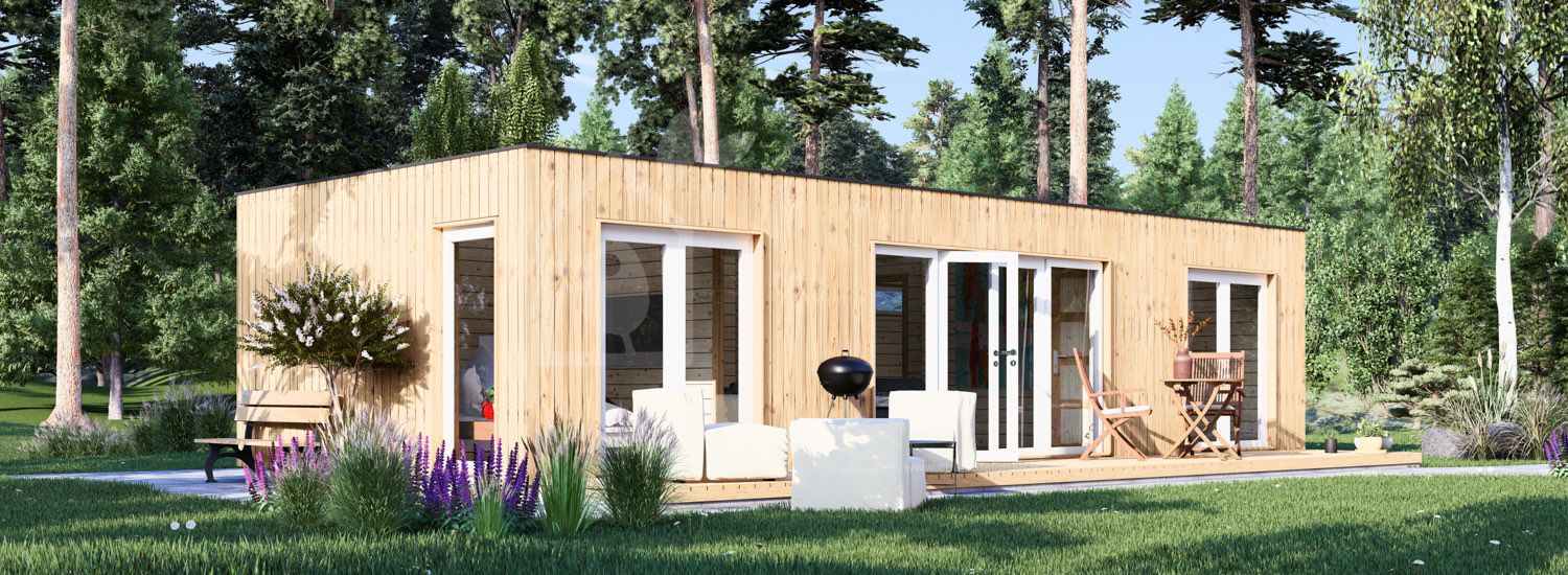 Chalet en bois habitable PREMIUM S (34 mm + bardage), 10.5x4.5 m, 47 m² visualization 1
