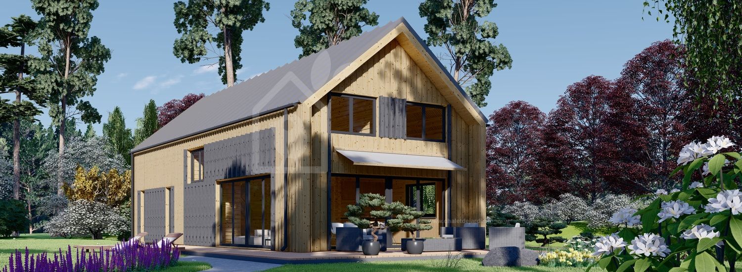 Maison en bois habitable INGRID (Isolé RE2020, 44 mm + bardage), 170 m² visualization 1