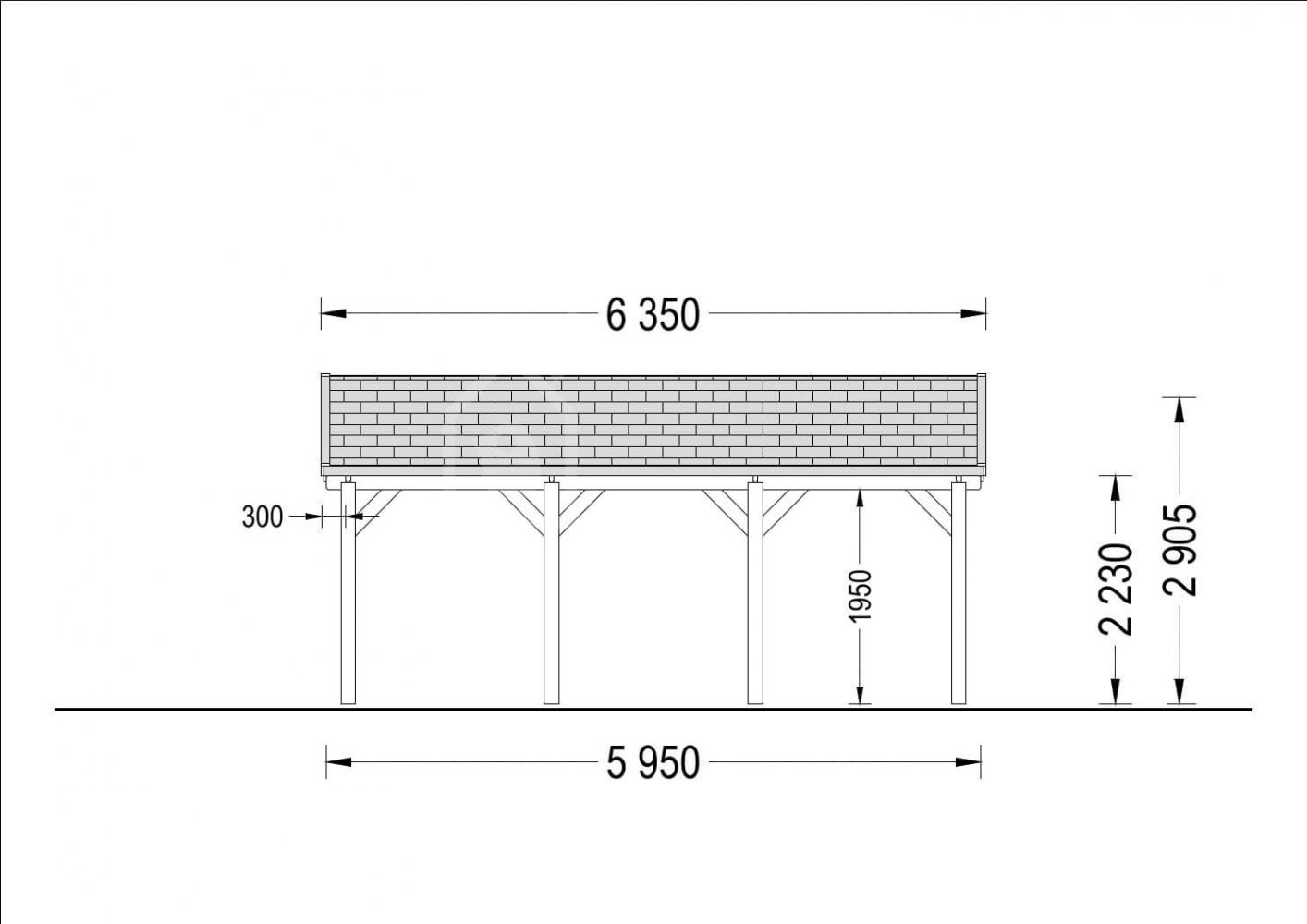 Carport en bois double CLASSIC, 6x6 m, 36 m²