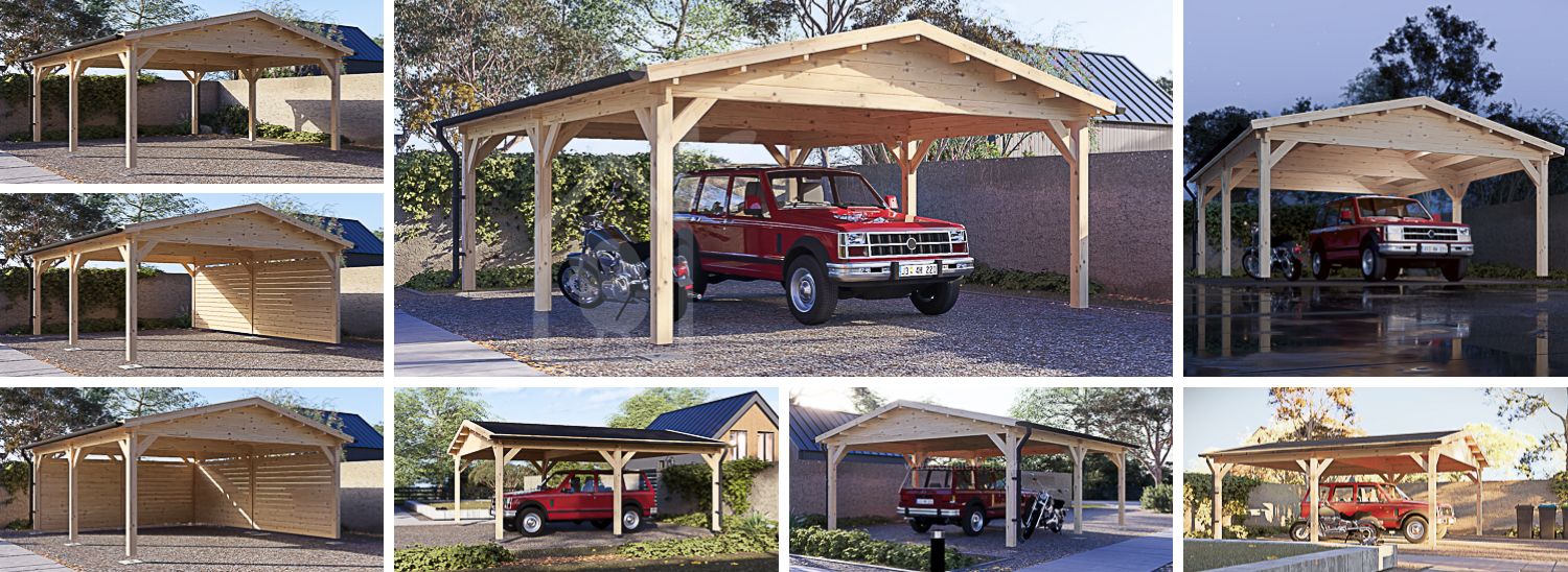 Carport en bois CLASSIC, 5x5.7 m visualization 1