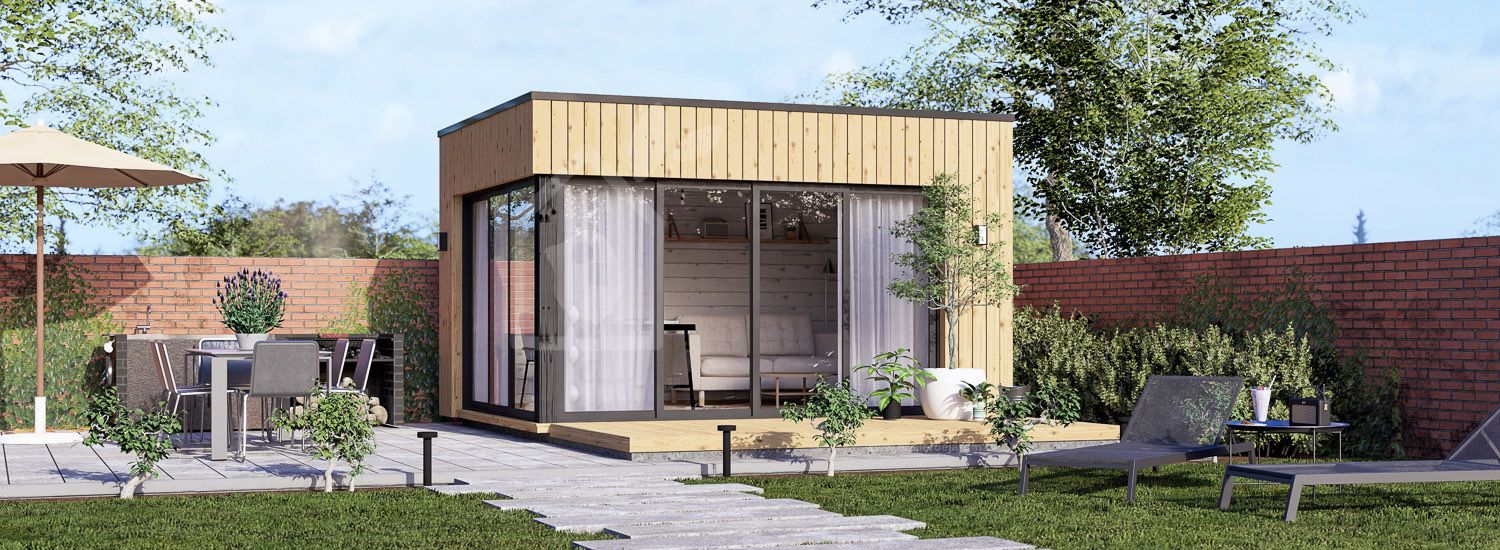 Abri de jardin en bois AMARA (Isolé, 34 mm + bardage), 4x3 m, 10 m² visualization 1