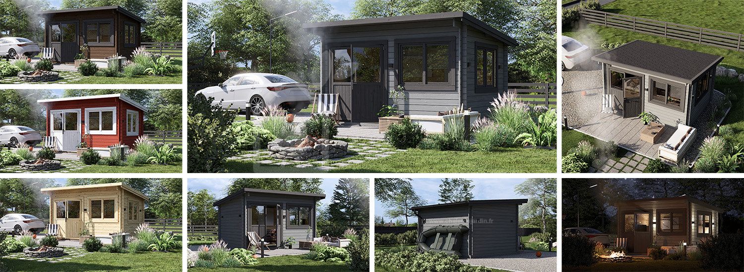 Abri de jardin en bois à toit plat LILLE (34 mm), 4x3 m, 12 m² visualization 1
