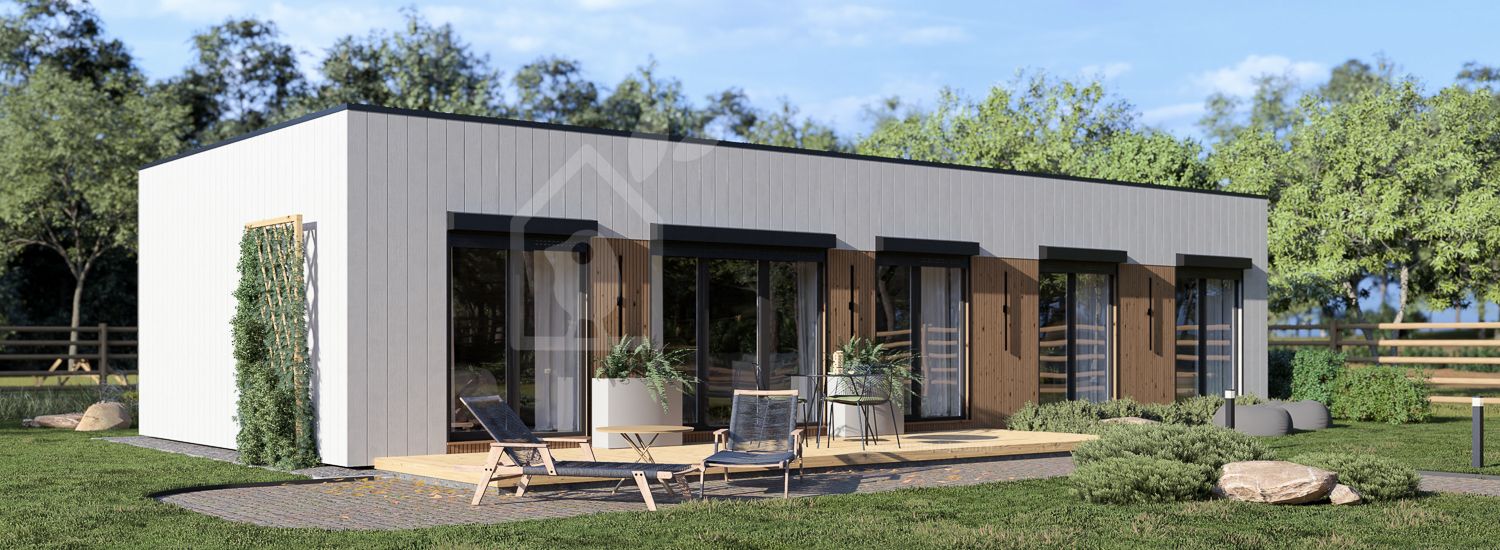 Maison préfabriquée en bois BELLA 3 PV (Isolé RE2020, 44 mm + bardage), 75 m² visualization 1
