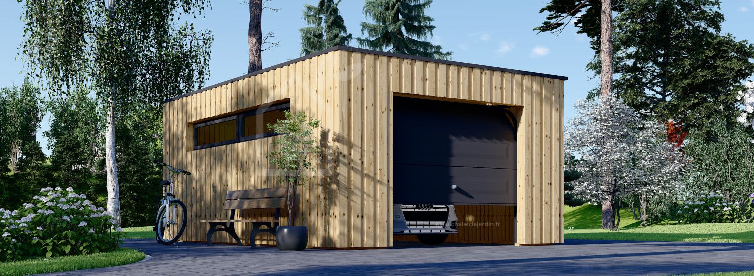 Garage bois toit plat STELA F (ossature en bois), 3.2x5.2 m, 16.6 m² visualization 1