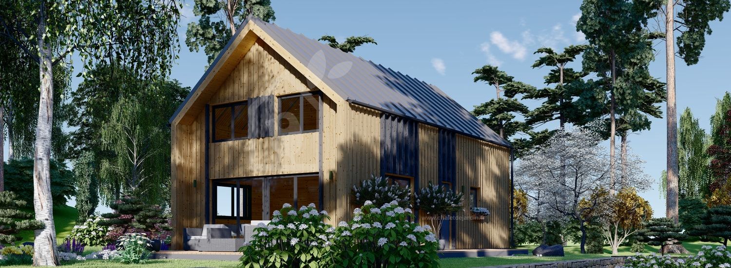 Maison en bois habitable ASTRID (Isolé RE2020, 44 mm + bardage), 120 m² visualization 1